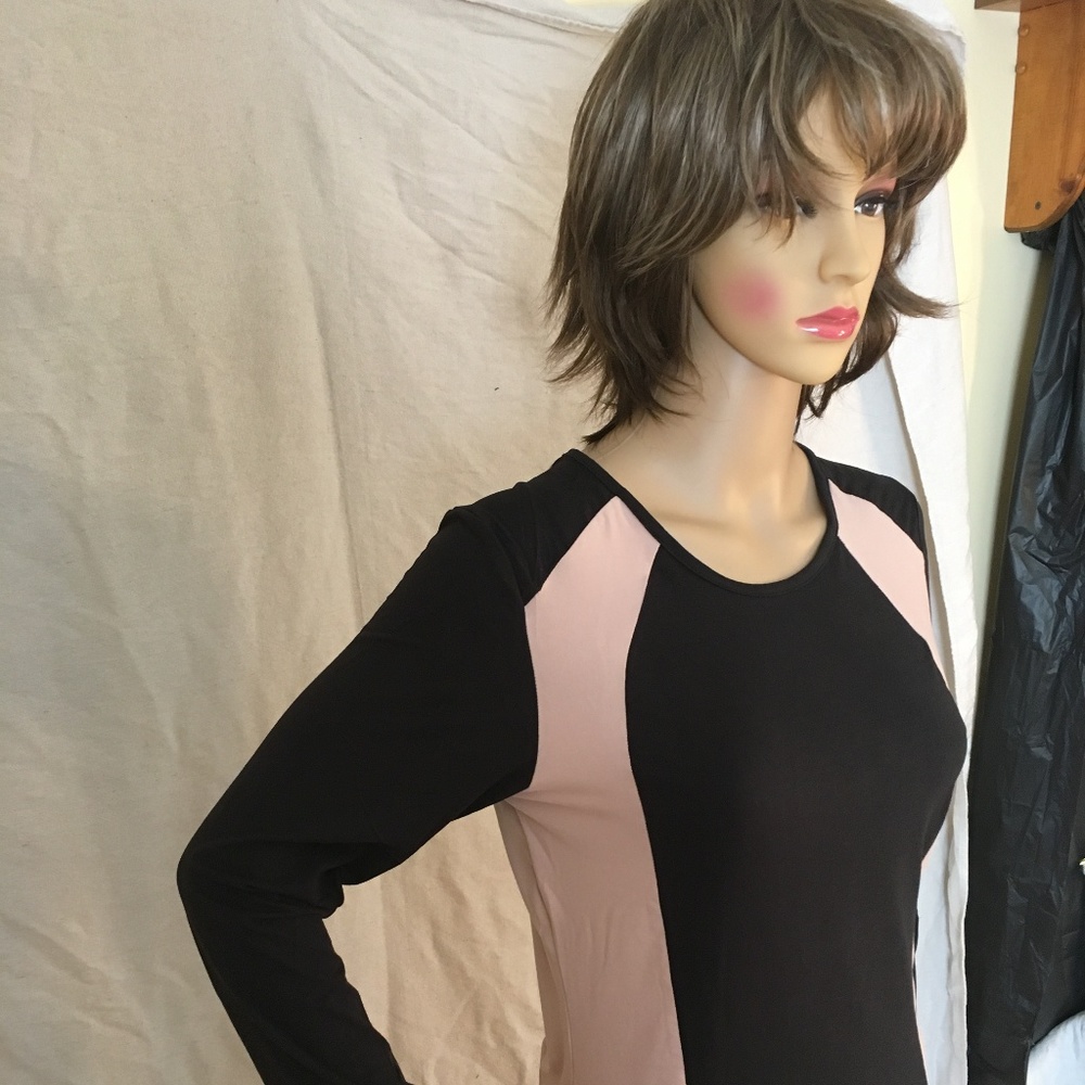 NIB Yelete Black/Camel Bodycon long sleeve Dress M - Picture 3 of 5